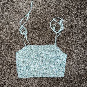 Green Floral Crop Top